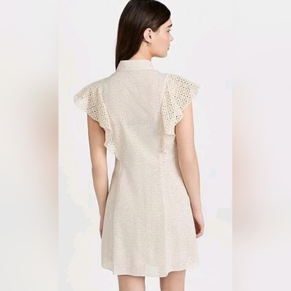 THEORY Nova Eyelet Ruffle Sleeve Mini Shirt Dress - Picture 4 of 8